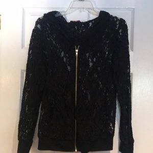 Black lace zip up hoodie